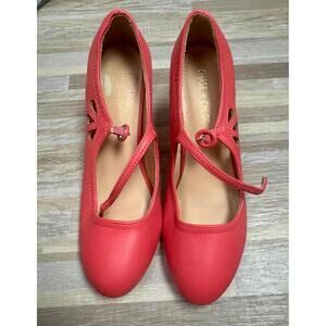 Chase + Chloe Red Mary‎ Jane Heels Size 10  Retro Pinup Pumps Cross Strap Cutout